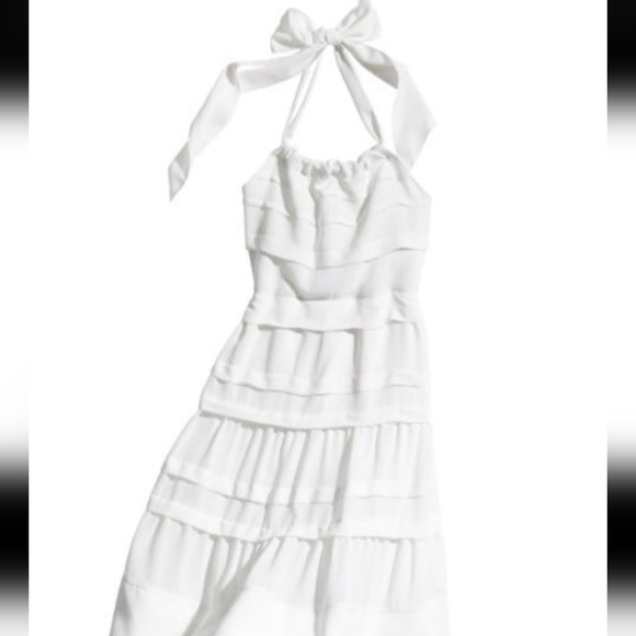 H&M Consious Collection Women SZ 2 White tiered halter dress vacation graduation - Picture 6 of 8